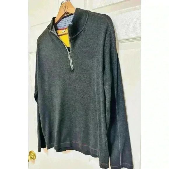 Robert Graham Men's Size Small Quarter Zip Charcoal Grey Classic Fit Top - Picture 3 of 15